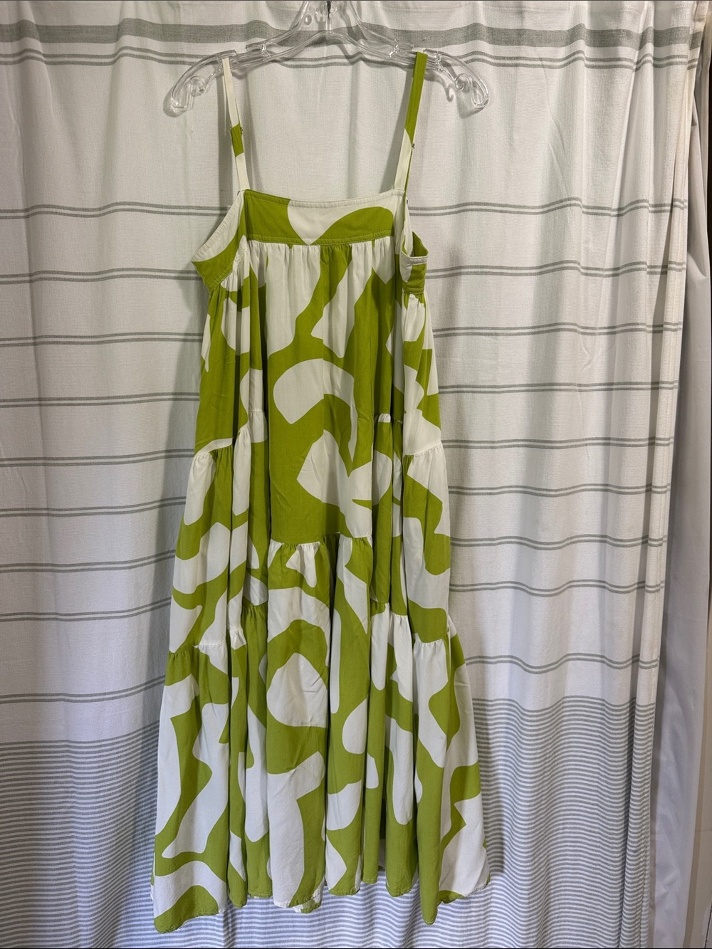 Lime Green and White Patterned Tiered Sundress